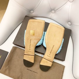 Bottega Veneta Spring Woven Square Head Slippers For Women Blue
