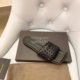 Bottega Veneta Spring Woven Square Head Slippers For Women Black