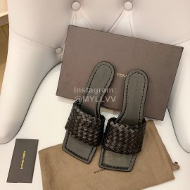 Bottega Veneta Spring Woven Square Head Slippers For Women Black