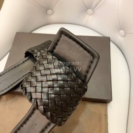 Bottega Veneta Spring Woven Square Head Slippers For Women Black