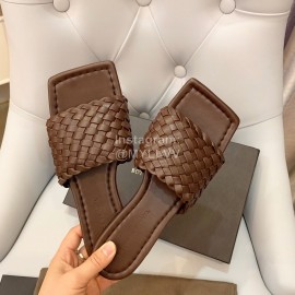 Bottega Veneta Spring Woven Square Head Slippers For Women Coffee