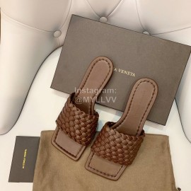 Bottega Veneta Spring Woven Square Head Slippers For Women Coffee