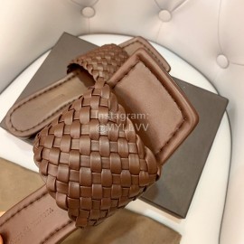 Bottega Veneta Spring Woven Square Head Slippers For Women Coffee