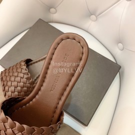 Bottega Veneta Spring Woven Square Head Slippers For Women Coffee