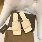 Bottega Veneta Spring Woven Square Head Slippers For Women Beige