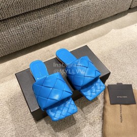 Bottega Veneta Spring Summer Leather Woven Flat Slippers For Women Blue