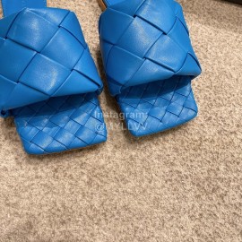 Bottega Veneta Spring Summer Leather Woven Flat Slippers For Women Blue