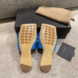 Bottega Veneta Spring Summer Leather Woven Flat Slippers For Women Blue