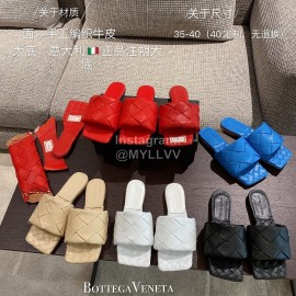 Bottega Veneta Spring Summer Leather Woven Flat Slippers For Women Blue