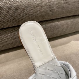 Bottega Veneta Spring Summer Leather Woven Flat Slippers For Women White