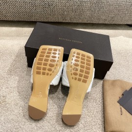 Bottega Veneta Spring Summer Leather Woven Flat Slippers For Women White