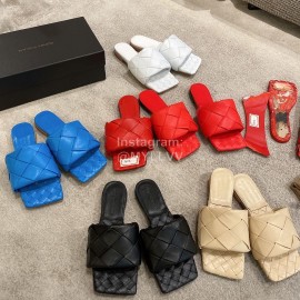 Bottega Veneta Spring Summer Leather Woven Flat Slippers For Women Black