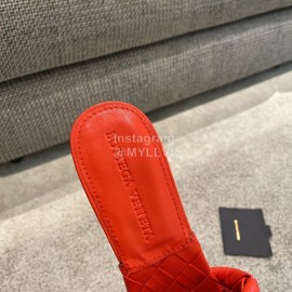Bottega Veneta Spring Summer Leather Woven High Heel Slippers For Women Red