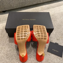 Bottega Veneta Spring Summer Leather Woven High Heel Slippers For Women Red