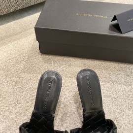 Bottega Veneta Spring Summer Leather Woven High Heel Slippers For Women Black