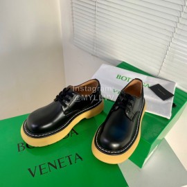 Bottega Veneta Vintage Cowhide Thick Soled Lace Up Shoes For Women Black
