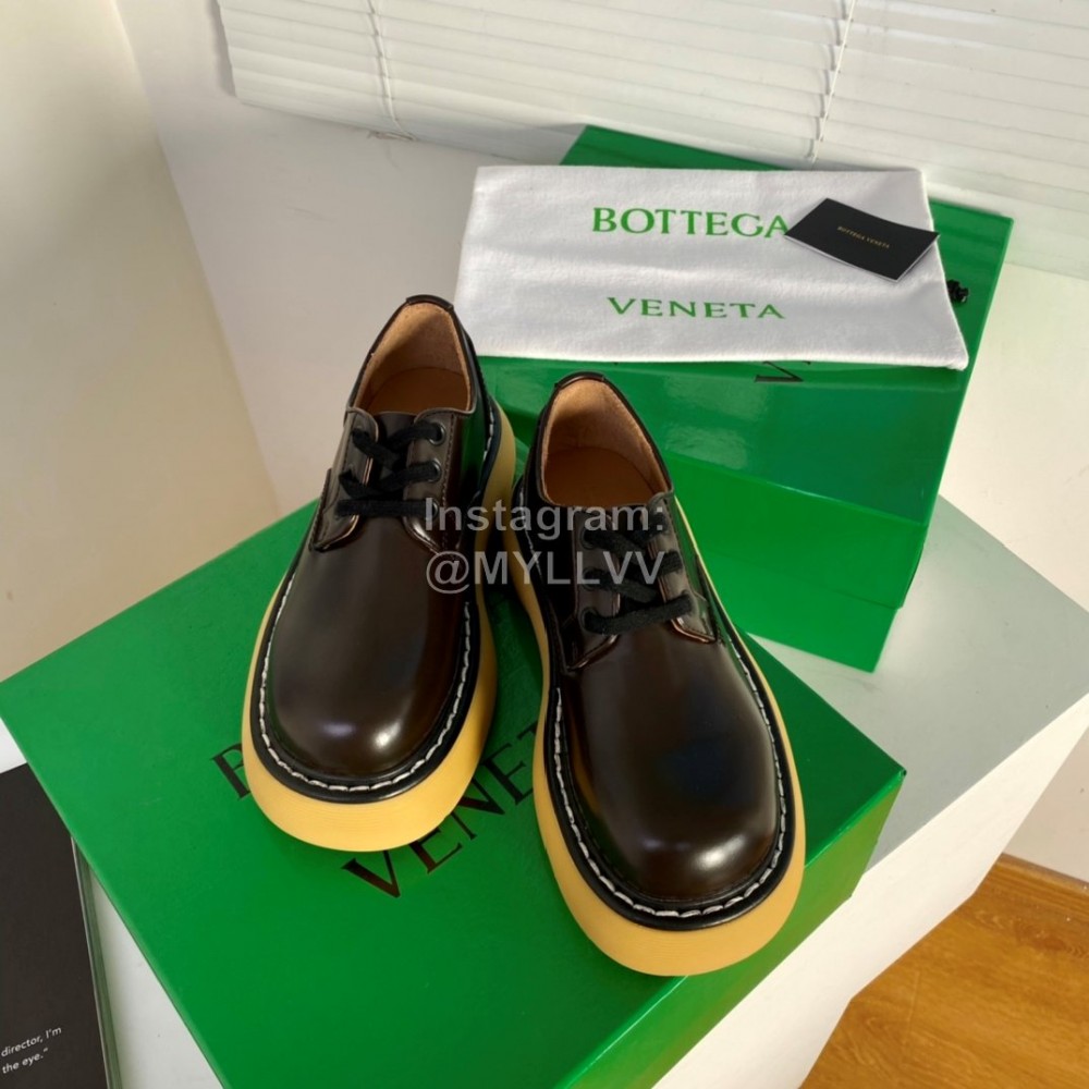 Bottega Veneta Vintage Cowhide Thick Soled Lace Up Shoes For Women Coffee