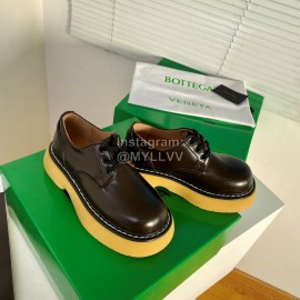 Bottega Veneta Vintage Cowhide Thick Soled Lace Up Shoes For Women Coffee