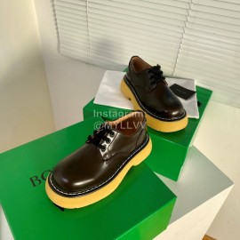 Bottega Veneta Vintage Cowhide Thick Soled Lace Up Shoes For Women Coffee