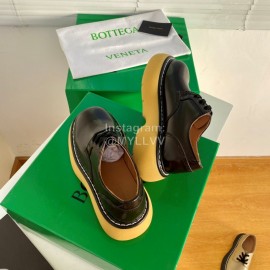 Bottega Veneta Vintage Cowhide Thick Soled Lace Up Shoes For Women Coffee