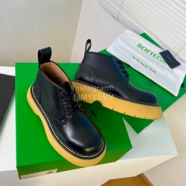 Bottega Veneta Cowhide Thick Soled Lace Up Shoes For Women Black