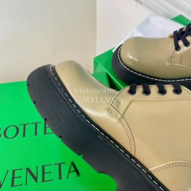 Bottega Veneta Cowhide Thick Soled Lace Up Shoes For Women Green