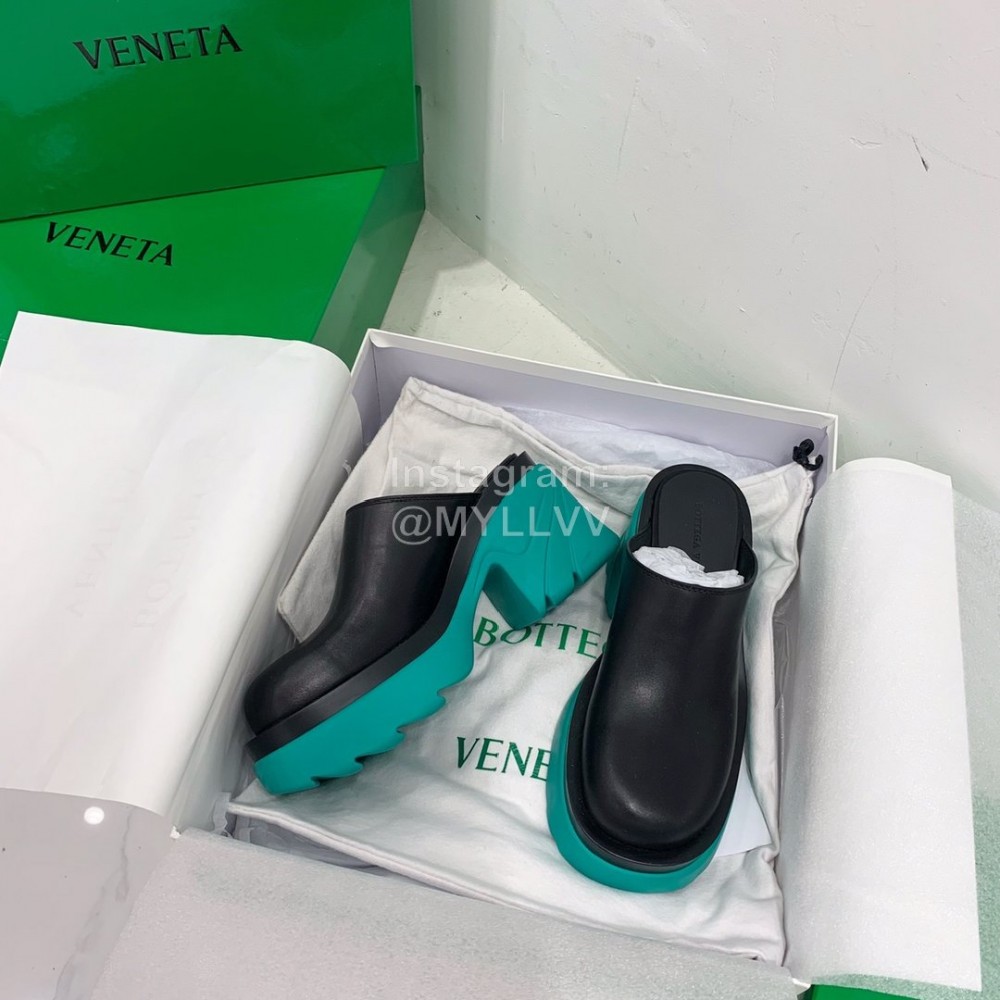 Bottega Veneta Autumn Winter New Calf Leather Thick High Heel Sandals Blue