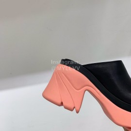 Bottega Veneta Autumn Winter New Calf Leather Thick High Heel Sandals Pink