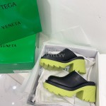 Bottega Veneta Autumn Winter New Calf Leather Thick High Heel Sandals Yellow