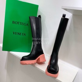 Bottega Veneta Autumn Winter New Calf Leather Thick High Heel Long Boots Pink