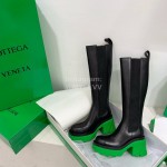 Bottega Veneta Autumn Winter New Calf Leather Thick High Heel Long Boots Green
