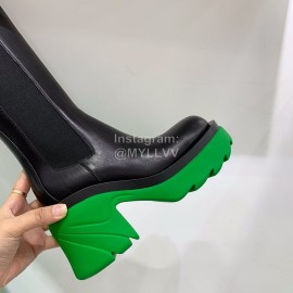 Bottega Veneta Autumn Winter New Calf Leather Thick High Heel Long Boots Green