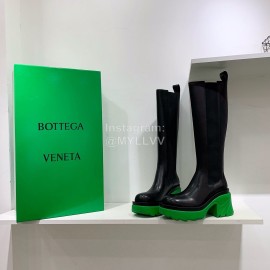 Bottega Veneta Autumn Winter New Calf Leather Thick High Heel Long Boots Green
