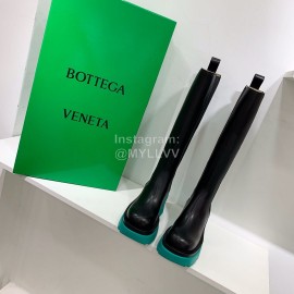Bottega Veneta Autumn Winter New Calf Leather Thick High Heel Long Boots Blue