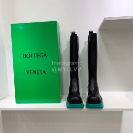 Bottega Veneta Autumn Winter New Calf Leather Thick High Heel Long Boots Blue