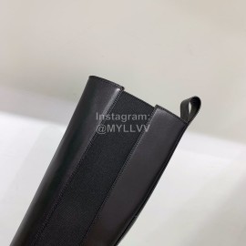 Bottega Veneta Autumn Winter New Calf Leather Thick High Heel Long Boots Blue