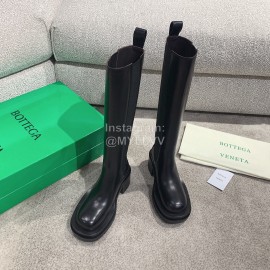 Bottega Veneta Autumn Winter Calf Leather Thick High Heeled Long Boots Black