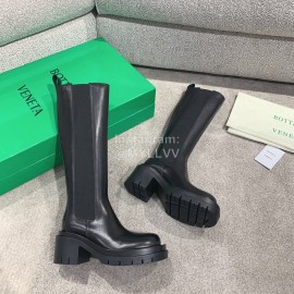 Bottega Veneta Autumn Winter Calf Leather Thick High Heeled Long Boots Black