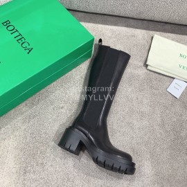 Bottega Veneta Autumn Winter Calf Leather Thick High Heeled Long Boots Black