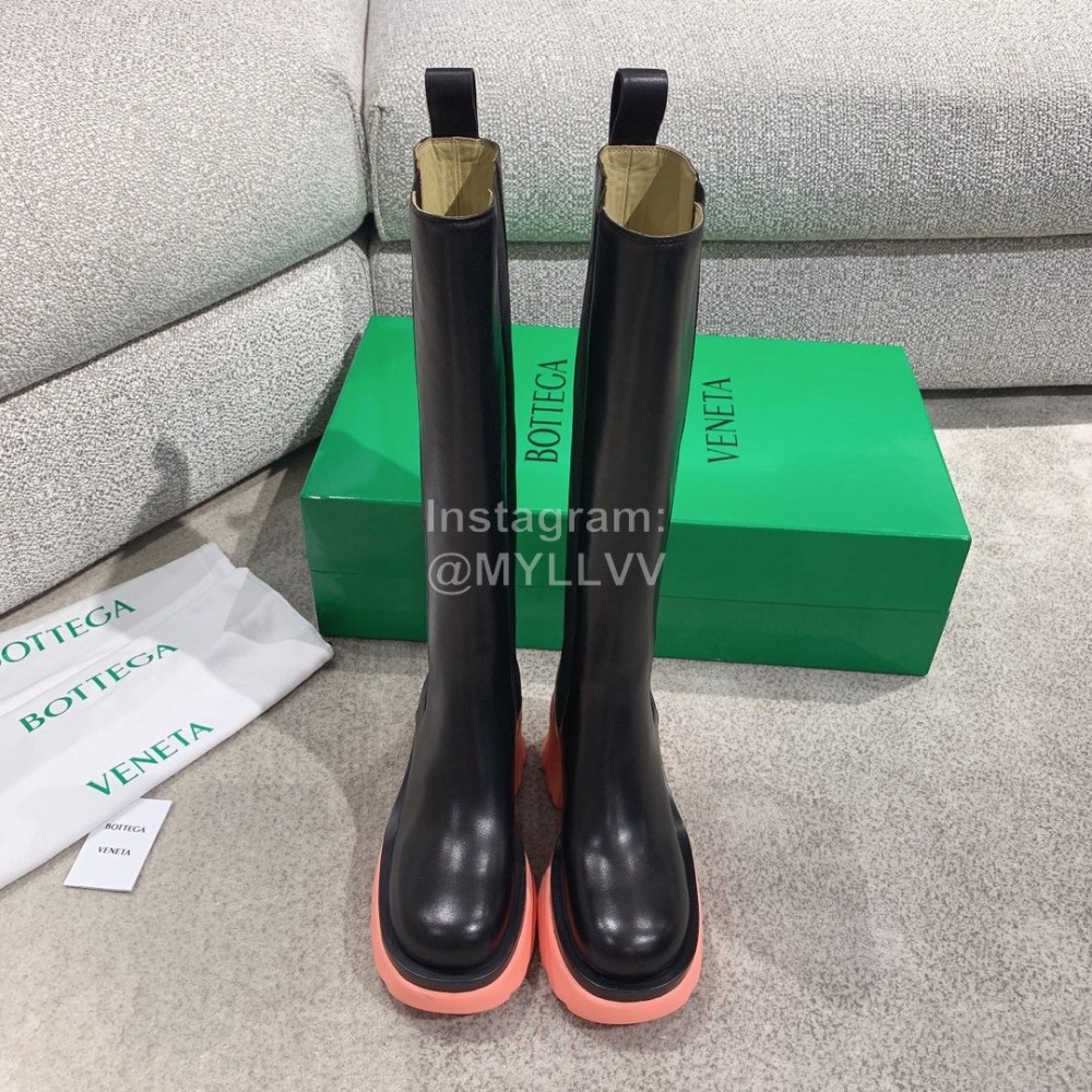 Bottega Veneta Autumn Winter Calf Leather Thick High Heeled Long Boots Pink