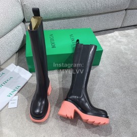 Bottega Veneta Autumn Winter Calf Leather Thick High Heeled Long Boots Pink