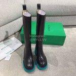 Bottega Veneta Autumn Winter Calf Leather Thick High Heeled Long Boots Blue