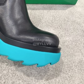 Bottega Veneta Autumn Winter Calf Leather Thick High Heeled Long Boots Blue