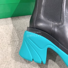 Bottega Veneta Autumn Winter Calf Leather Thick High Heeled Long Boots Blue