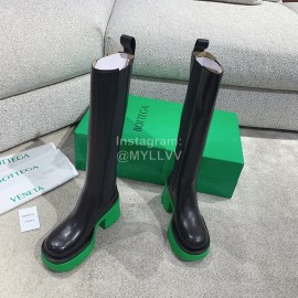 Bottega Veneta Autumn Winter Calf Leather Thick High Heeled Long Boots Green