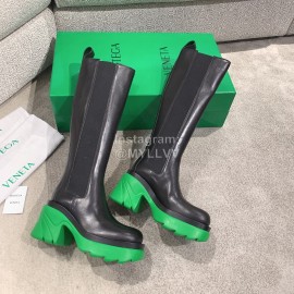 Bottega Veneta Autumn Winter Calf Leather Thick High Heeled Long Boots Green
