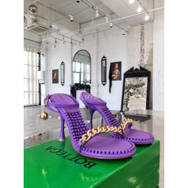 Bottega Veneta Chain Sheepskin High Heeled Sandals For Women Purple