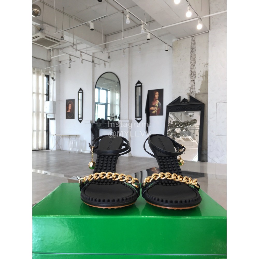 Bottega Veneta Chain Sheepskin High Heeled Sandals For Women Black