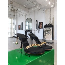 Bottega Veneta Chain Sheepskin High Heeled Sandals For Women Black