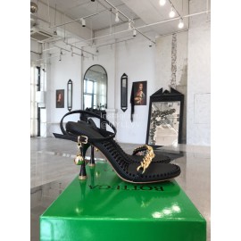 Bottega Veneta Chain Sheepskin High Heeled Sandals For Women Black